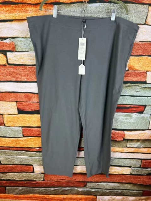 $178 Nwt Eileen Fisher Ash Gray Washable Stretch Crepe Ankle Pants 3X