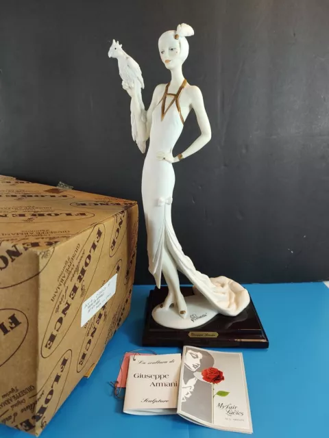 Giuseppe Armani Florence Figurine 13" LADY WITH  PARROT #393-F ~ Italy 1987/Box