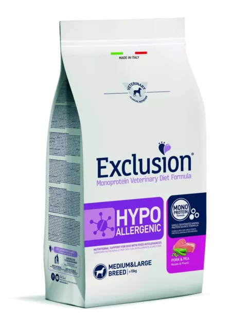 Exclusion Dog Hypoallergenic Medium&Large Adult maiale e piselli KG 12