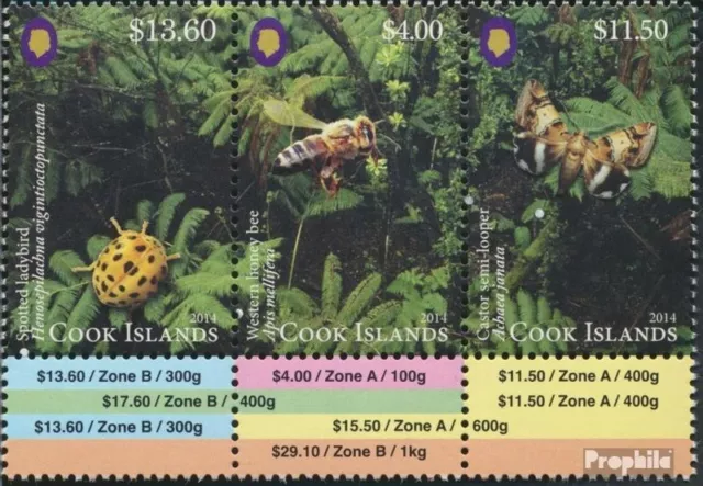 Briefmarken Cookinseln 2014 Mi 1990-1992 Sechserblock  postfrisch Natur