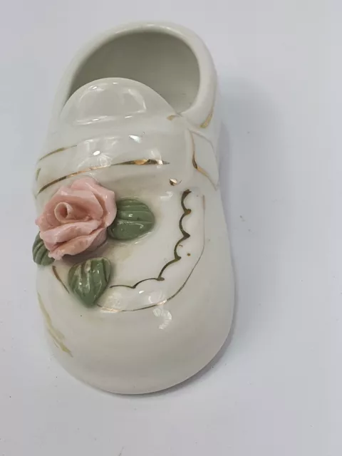 Vintage Porzellan Miniatur Schuhe Rose 3