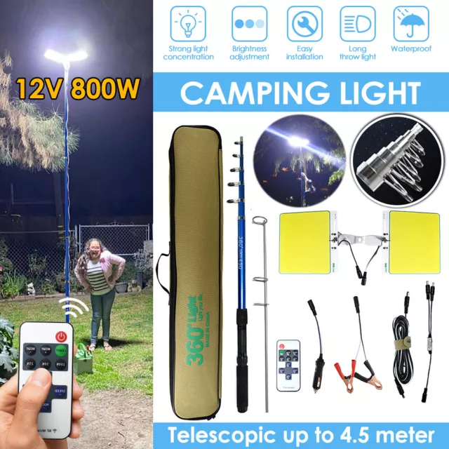 Telescopic Fishing Rod Lamp Car Repair Light Lantern Portable Camping Light