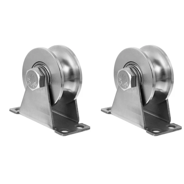 2 rodillos de puerta corredera con soporte de bloque de polea individual rodamiento rueda de polea