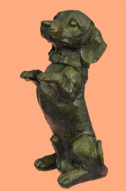 Handmade Pup Hush Puppy Dog Bronze Sculpture Statue Figurine Art Home Decor Gift