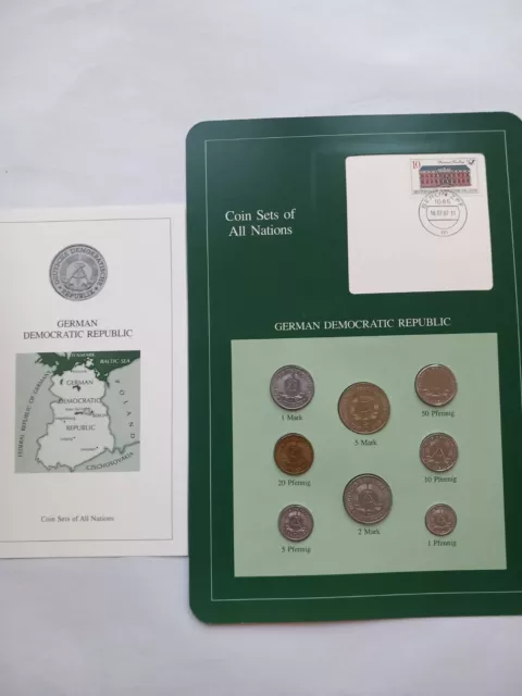 Coin Sets of All Nations - German Democratic Republic Unc Coin Set Coa Inc