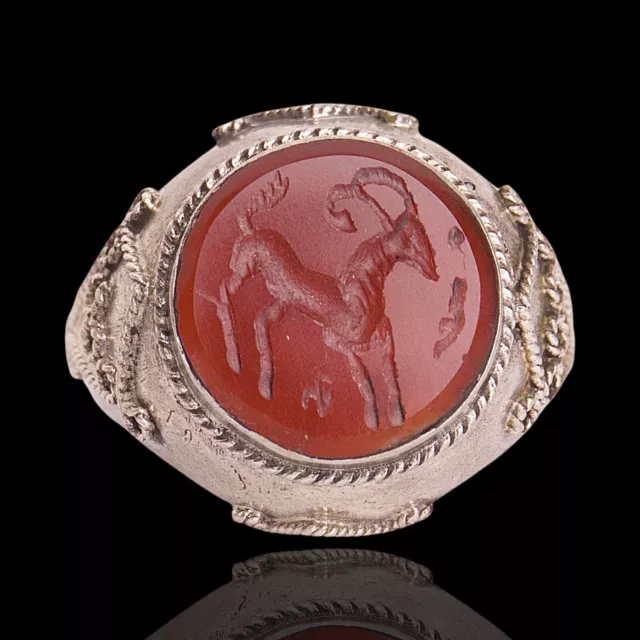 Intaglio Roman Silver Ring, Genuine Sterling Silver Jewelry Ancient Roman Design