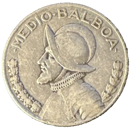 1933  Panama Medio ½ Balboa World 90% Silver Coin