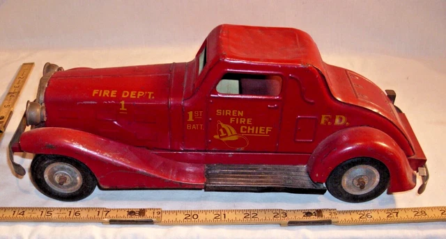 JOUET ANCIEN VOITURE filoguidée moteur à piles tôle 23 cm pas Joustra