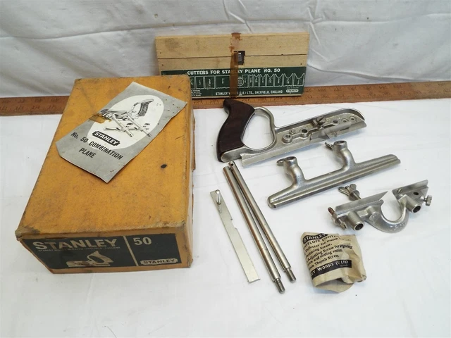Antique Stanley No 50 Sweetheart Plow Plane Box Cutters Beading Matching England