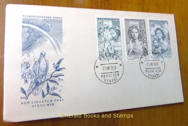 EBS Czechoslovakia 1959 Human Rights Declaration - 1124-1126 FIRST DAY COVER