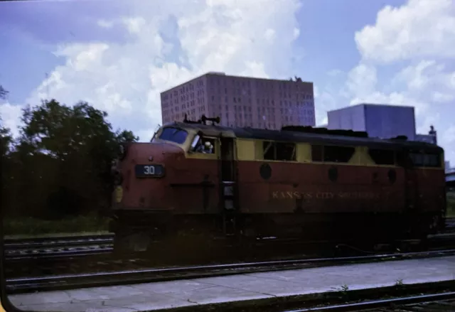 Vtg 35mm Slide Kansas City Southern Railroad Train Engine 30 Duplicate