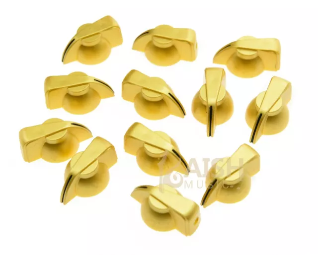 12x Gold Plastic Chicken Head Knob 1/4" Guitar Amp Effect Pedal Knobs Set Screw