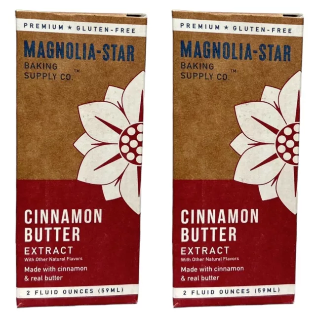 2 Magnolia Star Baking Supply Co. Cinnamon Butter Extracts 2 fl. oz. Real Butter