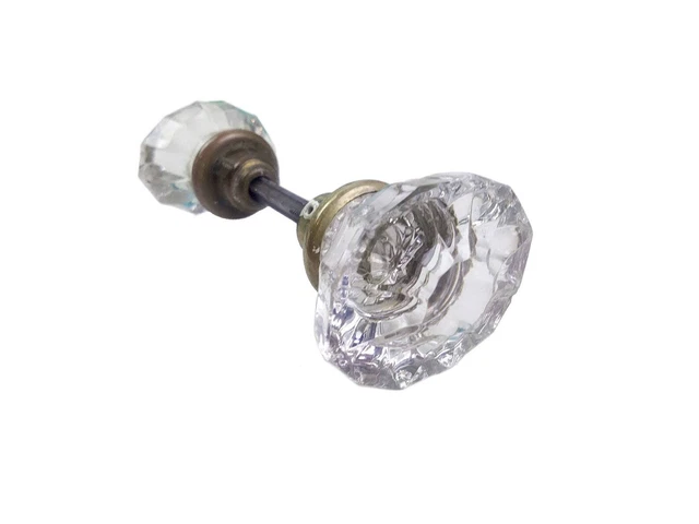 Antique Oval Crystal Door Knob 12 Point Star Glass Hardware Door Lock Renovation