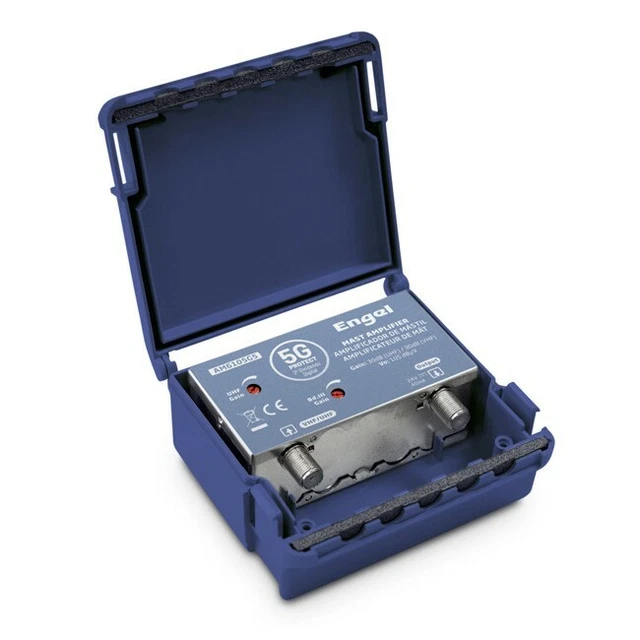 Amplificateur De Mât 2 Entrées UHF 30 DB Avec Filtre LTE 5G | Pour Antenne TNT Extérieure, Gain Réglable ±15 DB