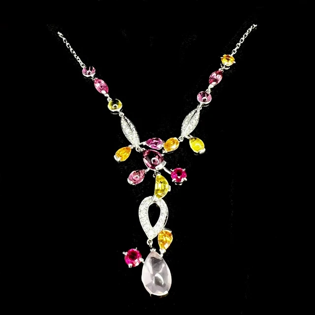 Cartier Meli-Melo Sapphire, Ruby, Multi-Gem Diamond Necklace White Gold with Box Cartier Meli-Melo Sapphire, Ruby, Multi-Gem Diamond Necklace White Gold with Box