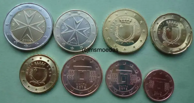 Malta KMS 2016 alle 8 Euro Münzen mit 1 Cent bis 2 Euro Euromünzen coins MZ F