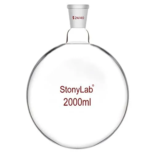 Glass 2000 ml Short Neck Round Bottom Flask, Borosilicate Glass Single Neck