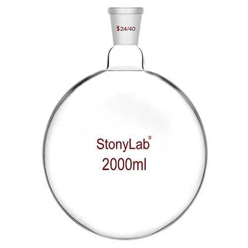 Glass 2000 ml Short Neck Round Bottom Flask, Borosilicate Glass Single Neck