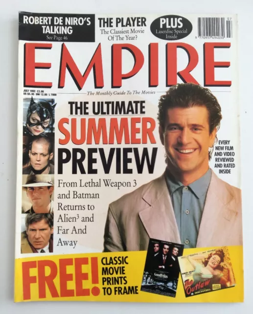 Empire Magazine July 1992 Mel Gibson Lethal Weapon3 Alien3 - Very Good Condition