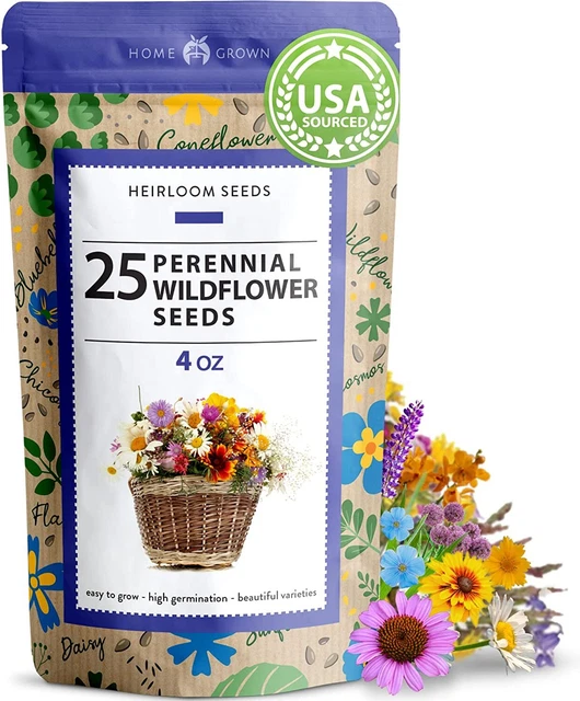 120,000+ Wildflower Seeds Bulk: (4oz) Perennial Wild Flower Seeds for Planting M