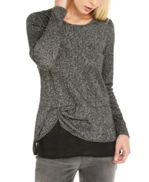 MSRP $60 Inc Layered-Look Metallic Top Silver Size Small