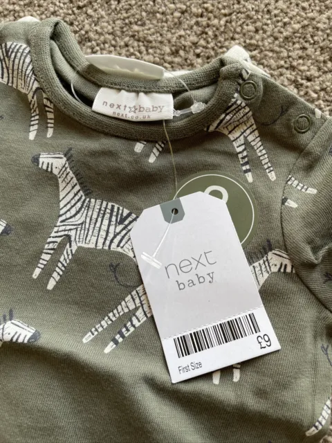 T-shirt neonato Next prima taglia confezione da due stampa zebra cachi neonato 3