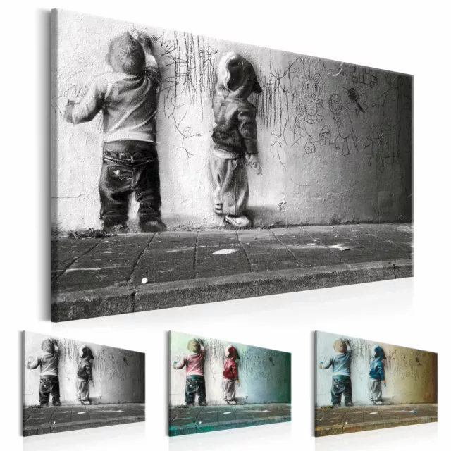 Bilder Banksy Vlies Leinwandbild 1 tlg Wandbilder XXL Kinder Mural Street Art