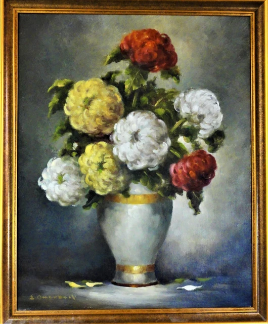 EUGEN OTTERBACH (1907?) TOPStilllebenGemälde CHRYSAMTHEMEN EUR 316