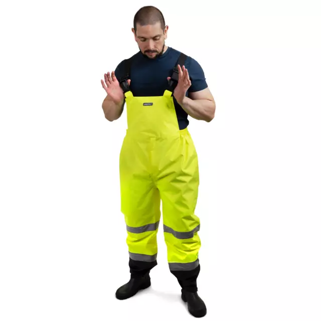 Hi Vis Rain Overall Pants Work Waterproof Reflective Visibility Safety ANSI