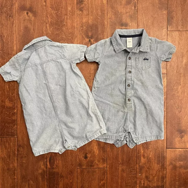 Carter's 2 Piece Baby/Toddler Boy Blue Cotton Romper Size 18 Months