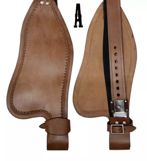 Rough-Out Basket Weave Genuine Leather Western Replacement Tooled Fender Set 3