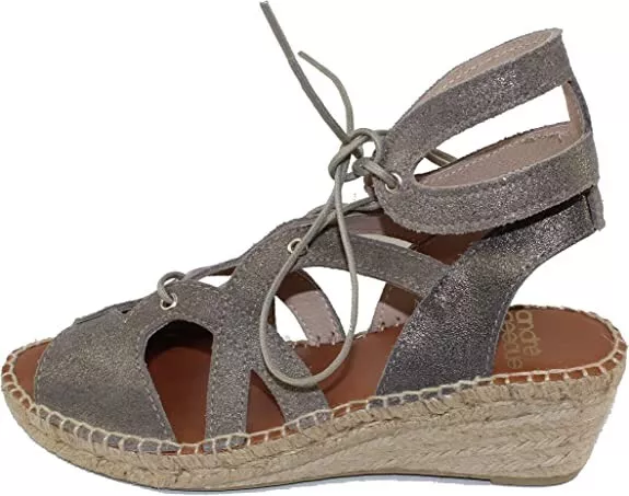 Andre Assous Women's Deanna Espadrille Wedge Sandal Pewter Suede, Size 9 2