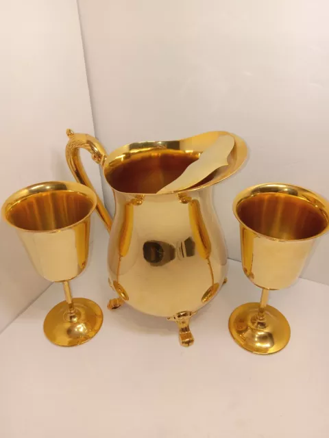 WMF of America 2 Gold Plate Cups and Pitcher 6395 24KGold Electroplate Vintage