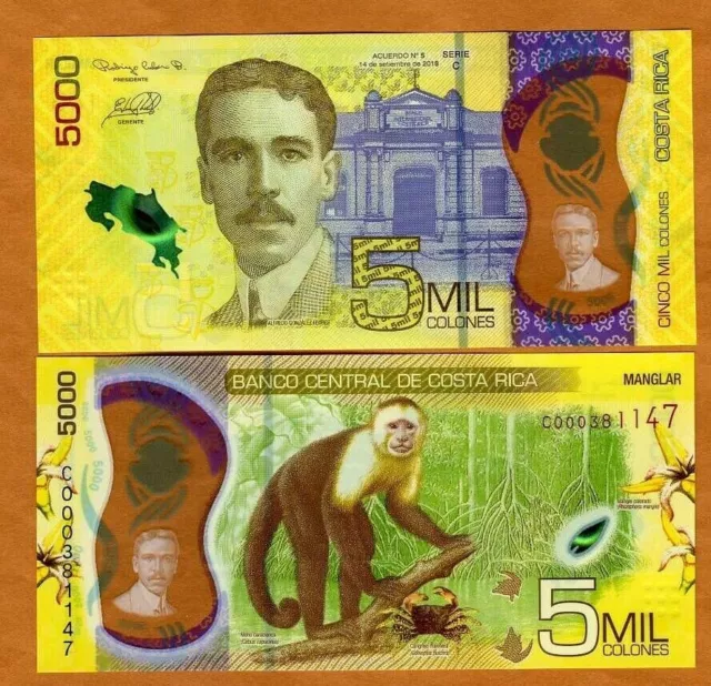 Costa Rica Billet 5000 Colones 2018 ( 2020) NEW NOUVEAU POLYMER SINGE NEUF UNC