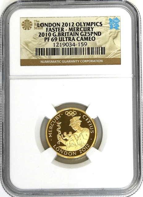 2012 London Olympics Faster-Mercury 2010 G. Britain G25 Pound NGC PF69 UCAM