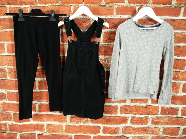 Girls Bundle Age 6-7 Years 100% Next Pinafore Dress T-Shirt Black Denim 122Cm