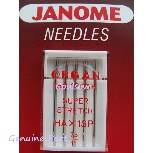 SEWING MACHINE NEEDLES JANOME SUPER STRETCH Size 75/11 HAX1SP - 5 Needles