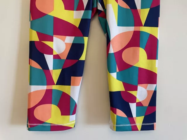 ADIDAS Geometric Multi Colour Leggings Sz 14-15 Years Crop Activewear Climalite 3