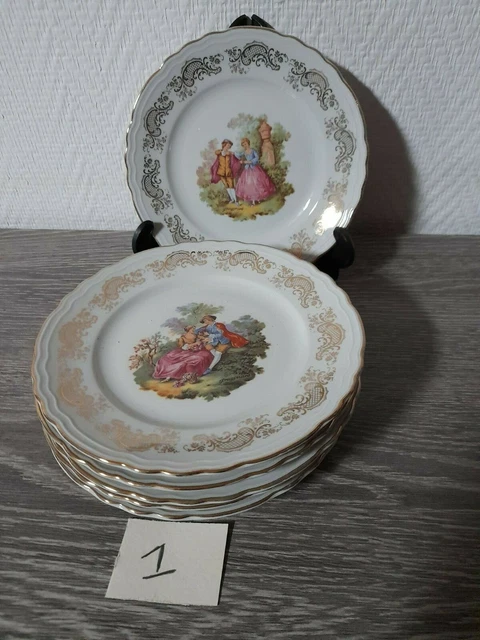 Lot D'assiettes Plates En Porcelaine Fragonard - état Occasion