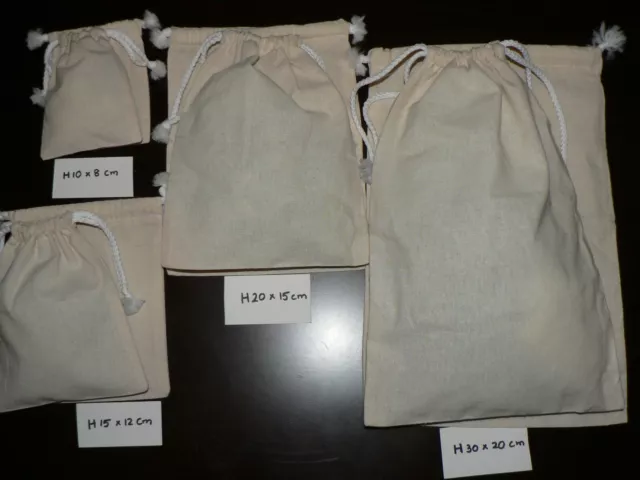 Calico Drawstring Bags100% Natural Cotton Fabric(10x8)(15x12)(20x15)(30x20)cm