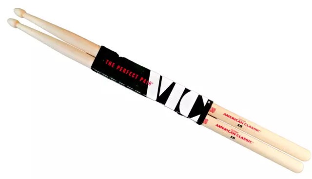 Vic Firth American Classic 5B Hickory Bacchette per Batteria Punta Ghianda Legno