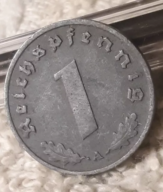 German 1 Reichspfennig ~ Germany ~ WW2 1pf Coin 1940-A Heavily Circulated Coin