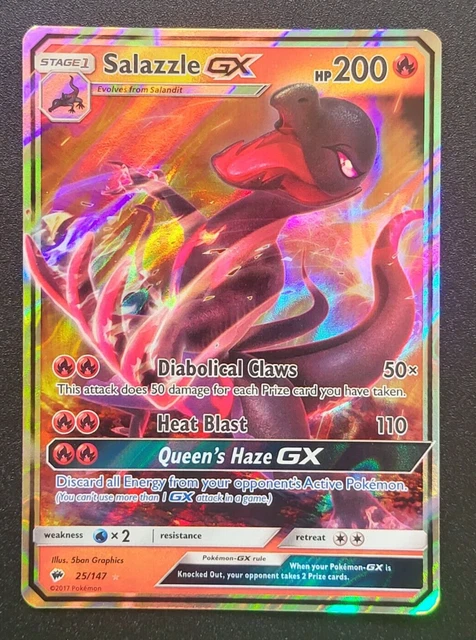Pokemon Card - Salazzle GX - SM Burning Shadows - Holo Rare - 25/147 - M/NM