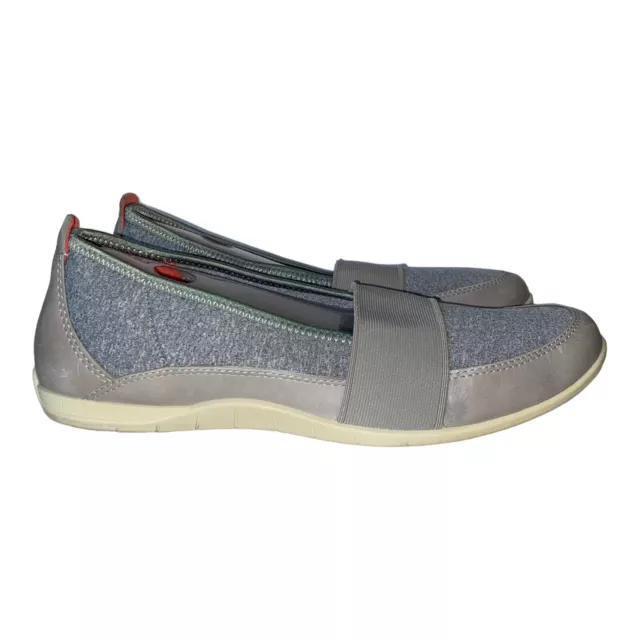 ECCO Shoes Womens Size 7.5 EU 38 Bluma Band Gray Fabric Slip On Flats Comfort