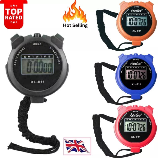 Digital Handheld Sports Stopwatch Stop watch Timer Alarm Counter UK Seller