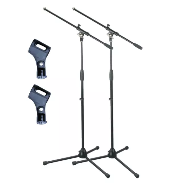 Artist MS012 2 Pack Deluxe Black Boom Mic Stand & Plastic Mic Clip
