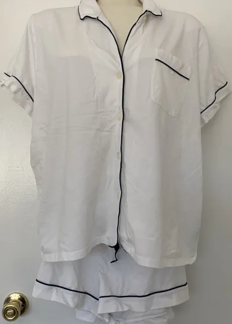 J Crew Dreamy Short Sleeve Pajama Set 2 Piece. Size 3xl Plus White *Never Worn*