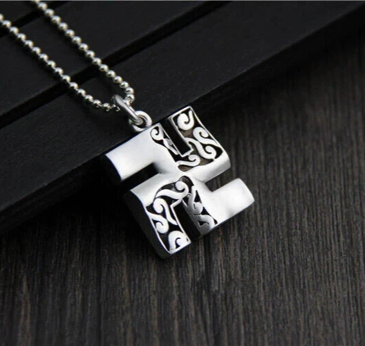 Small Buddhist Swastika .999 Silver Solar Cross Pendant Jewelry