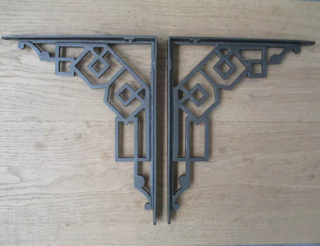 Pair Of Antique Art Deco Cast Iron Shelf Brackets Shelving Sink Cistern Bracket